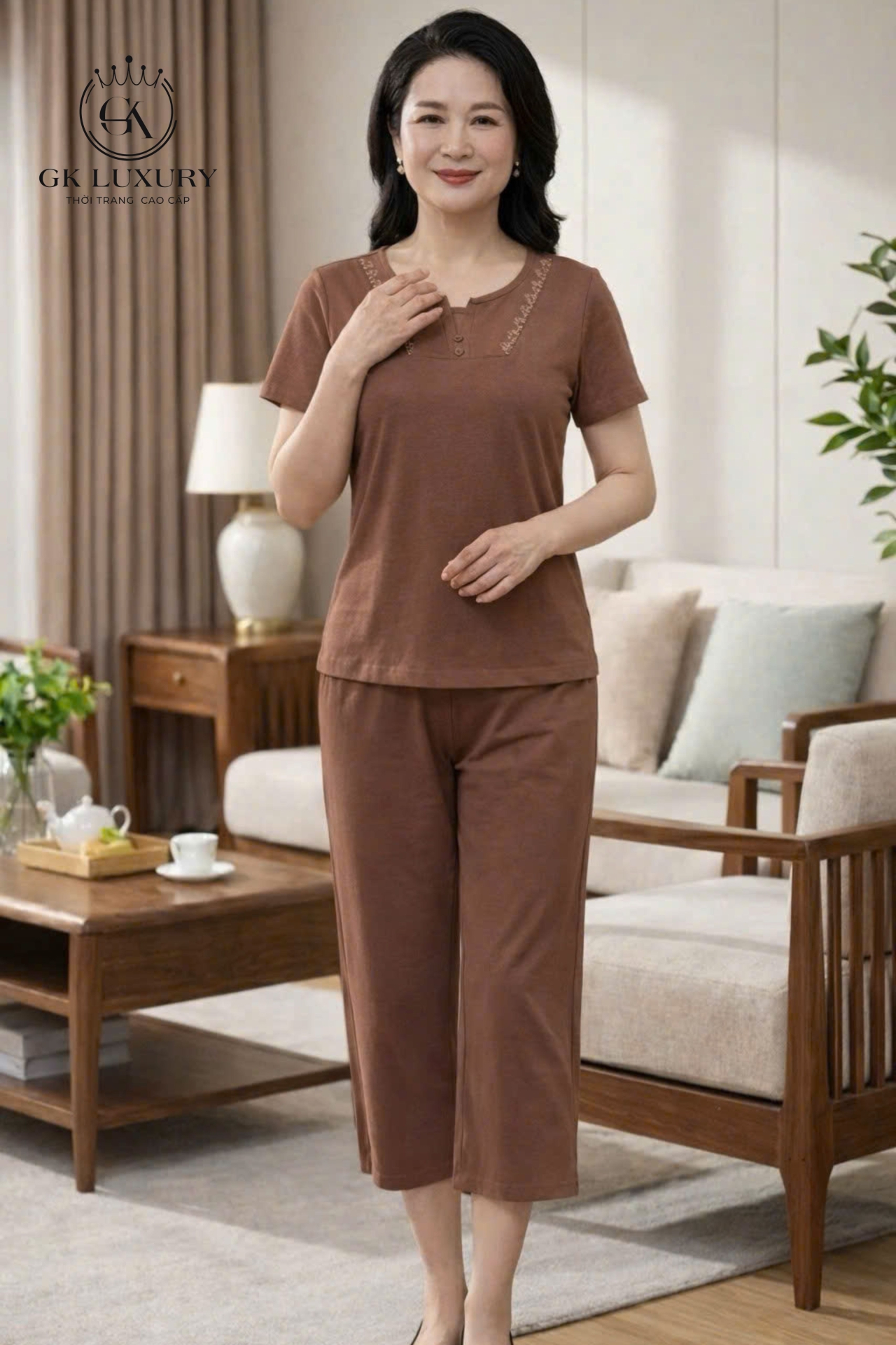 Bộ cotton áo cộc quần ngố HGKC26245N