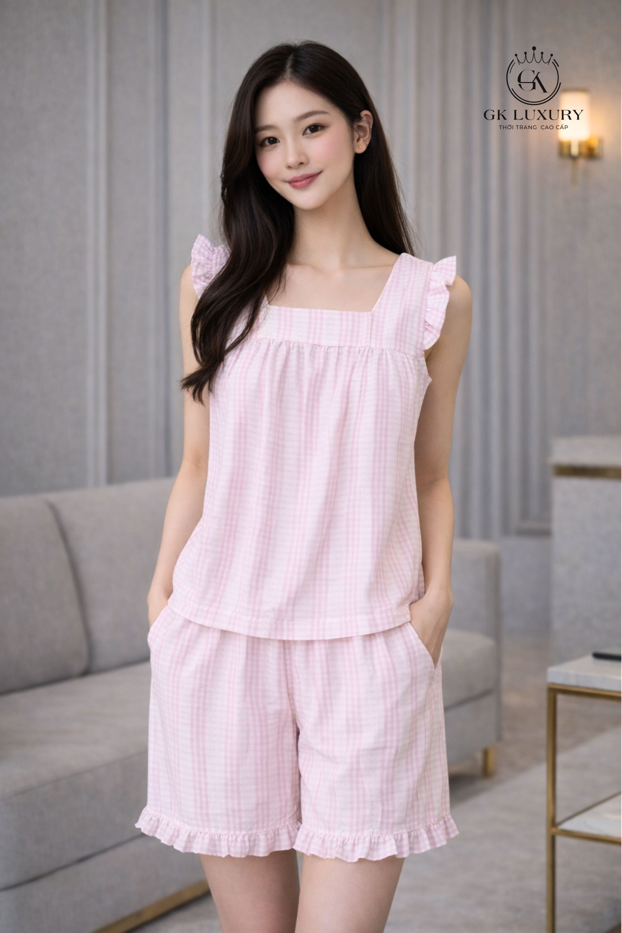 Bộ cotton sát nách quần đùi HGKC26250S