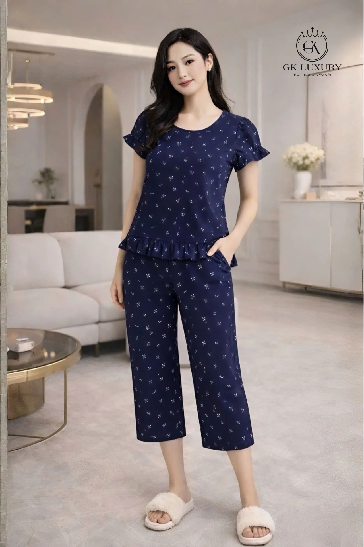 Bộ cotton cộc tay quần ngố HGKC26251N