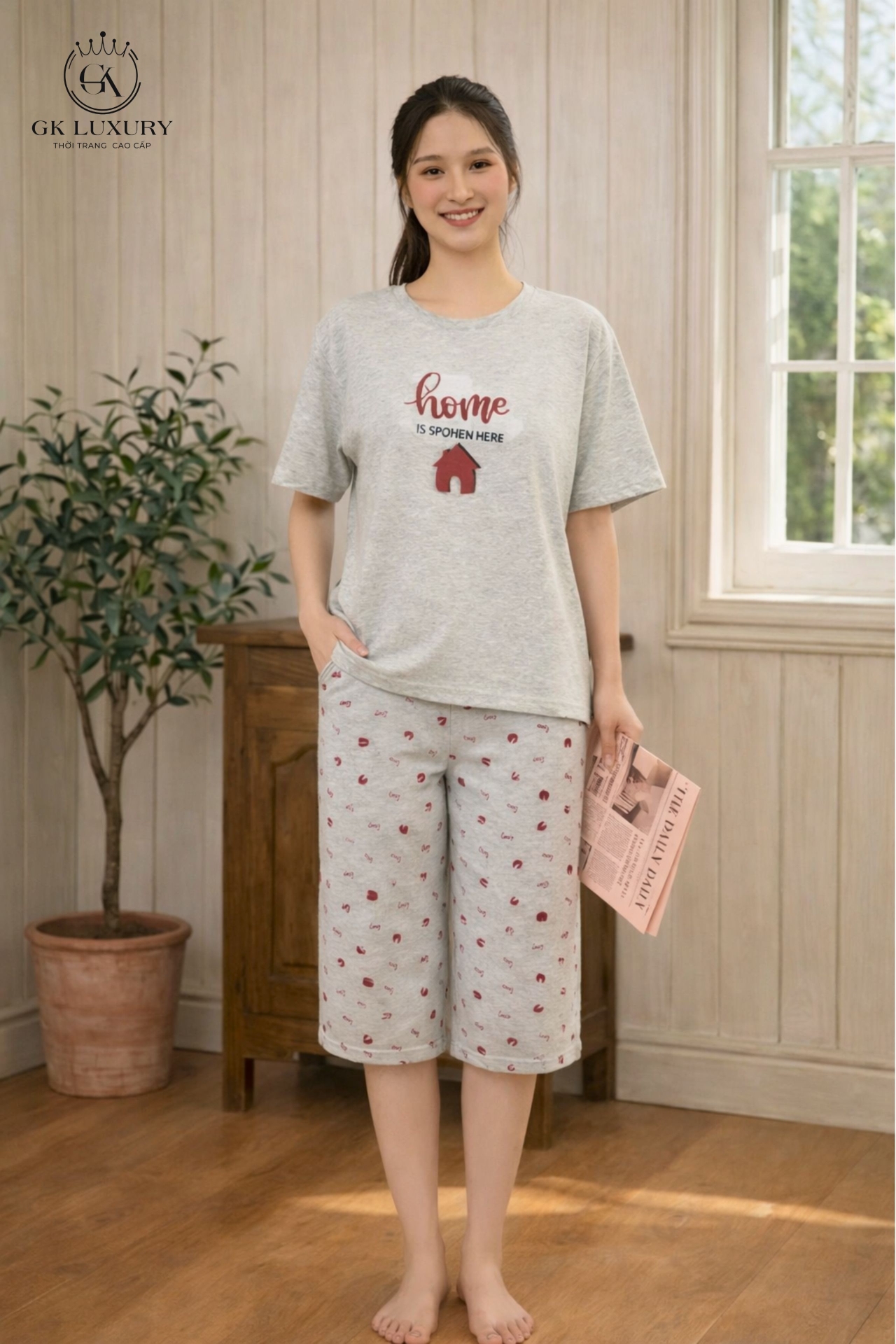 Bộ cotton tay cộc quần ngố HGKC26317N