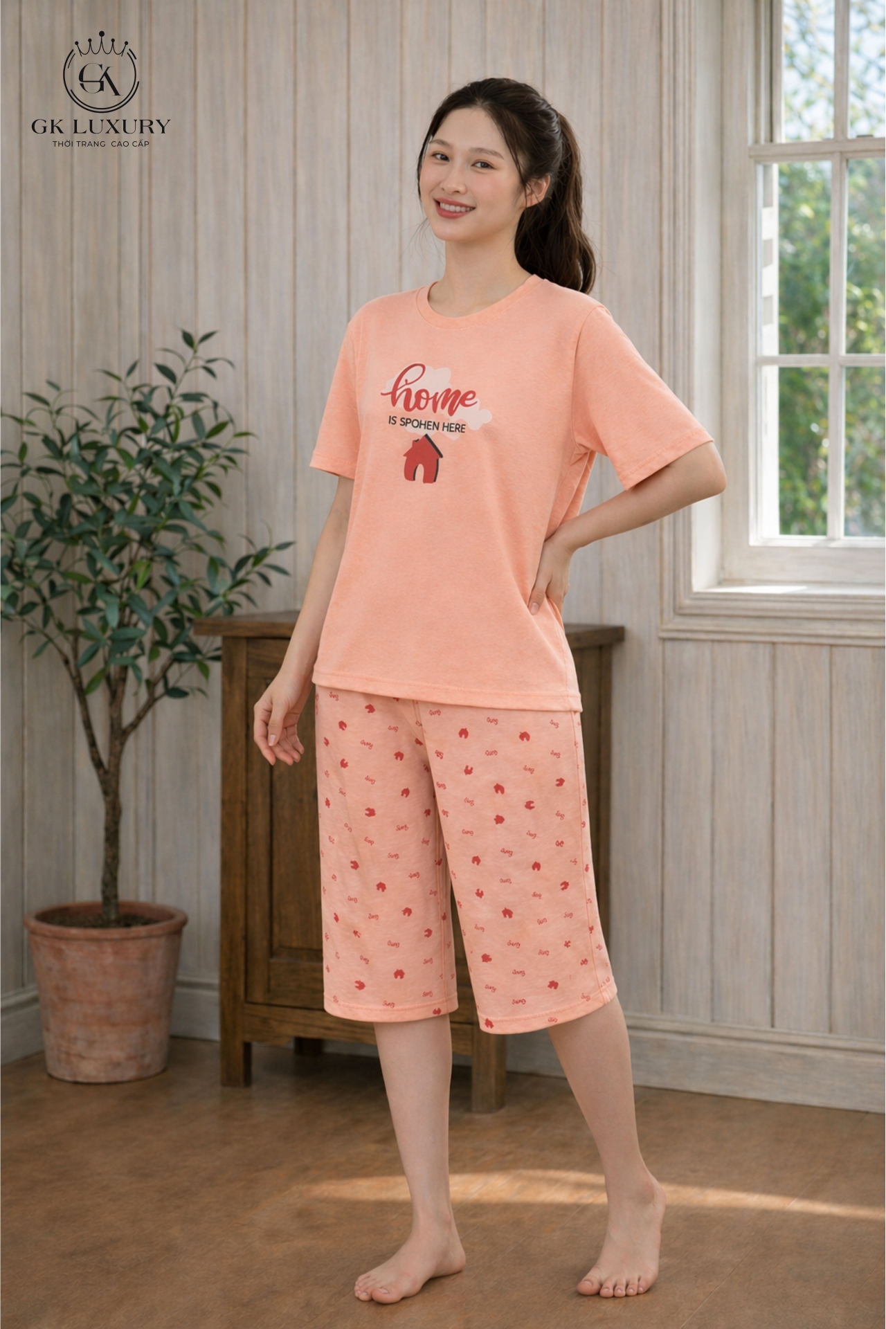 Bộ cotton tay cộc quần ngố HGKC26317N