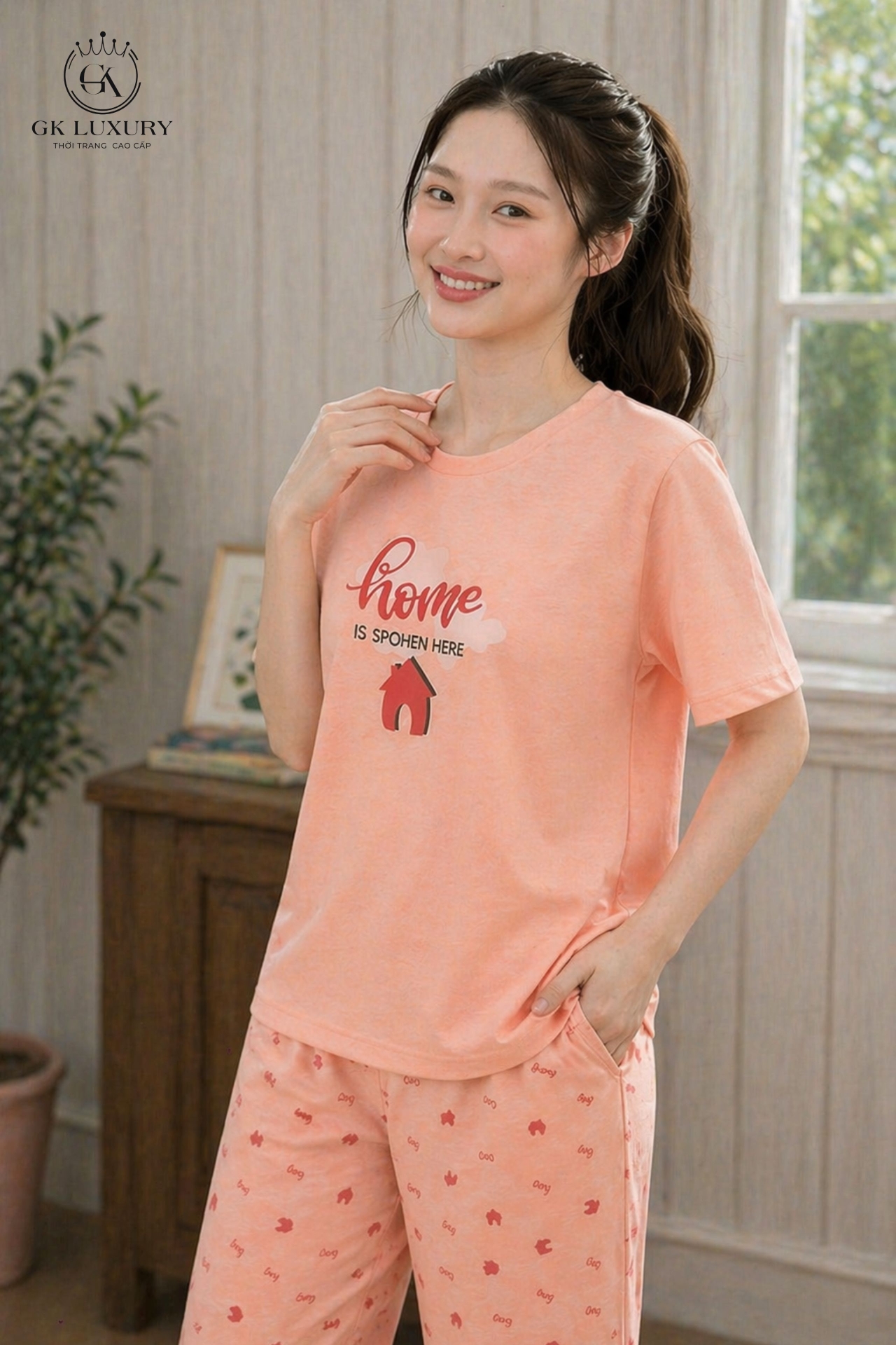 Bộ cotton tay cộc quần ngố HGKC26317N