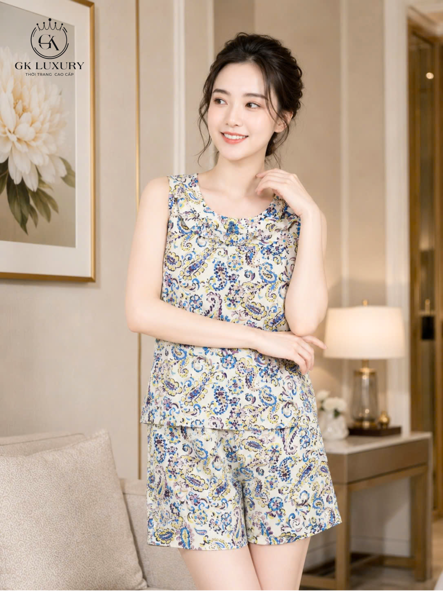 Bộ cotton sát nách quần đùi HGKC26368B