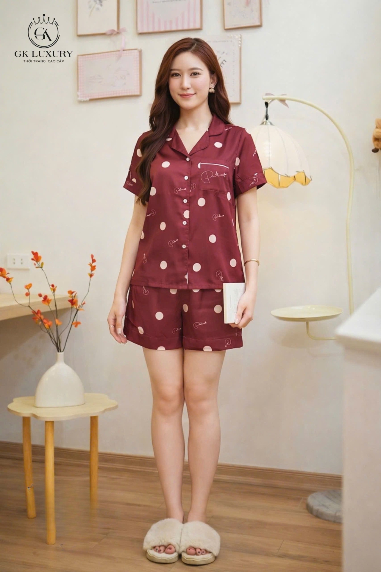 Bộ lụa cộc tay quần đùi HGKL26327S