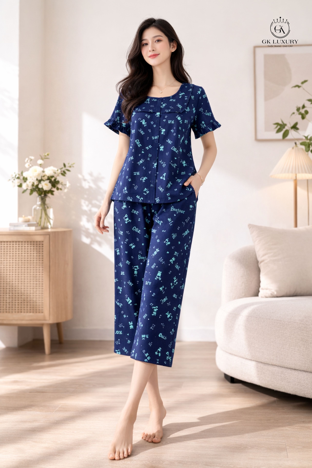 Bộ lanh cộc tay quần ngố HGKV26283N