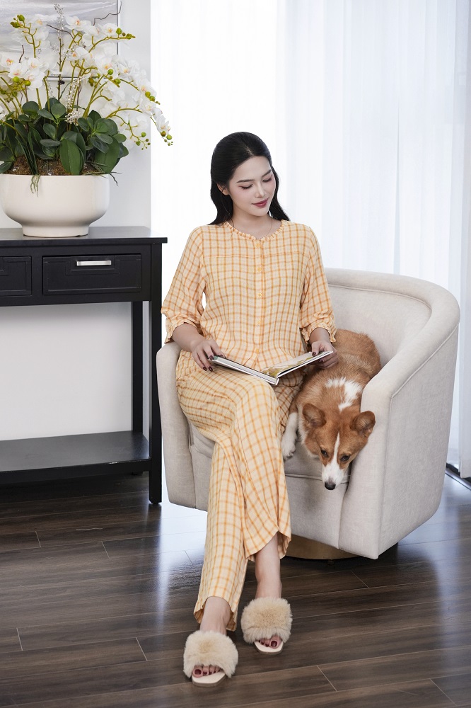 Bộ cotton tay dài quần dài DGKC25205D