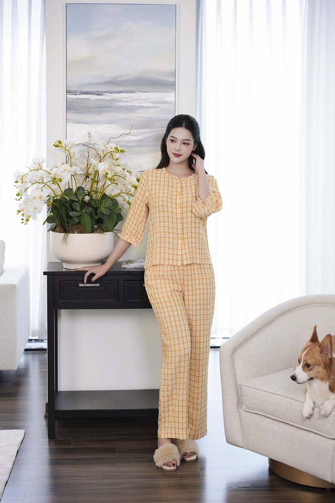 Bộ cotton tay dài quần dài DGKC25205D