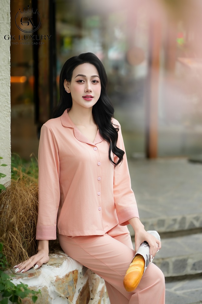 Bộ cotton tay dài quần dài DGKC25213D