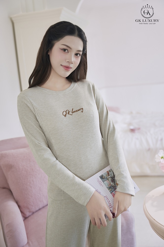 Bộ cotton tay dài quần dài DGKC25214D