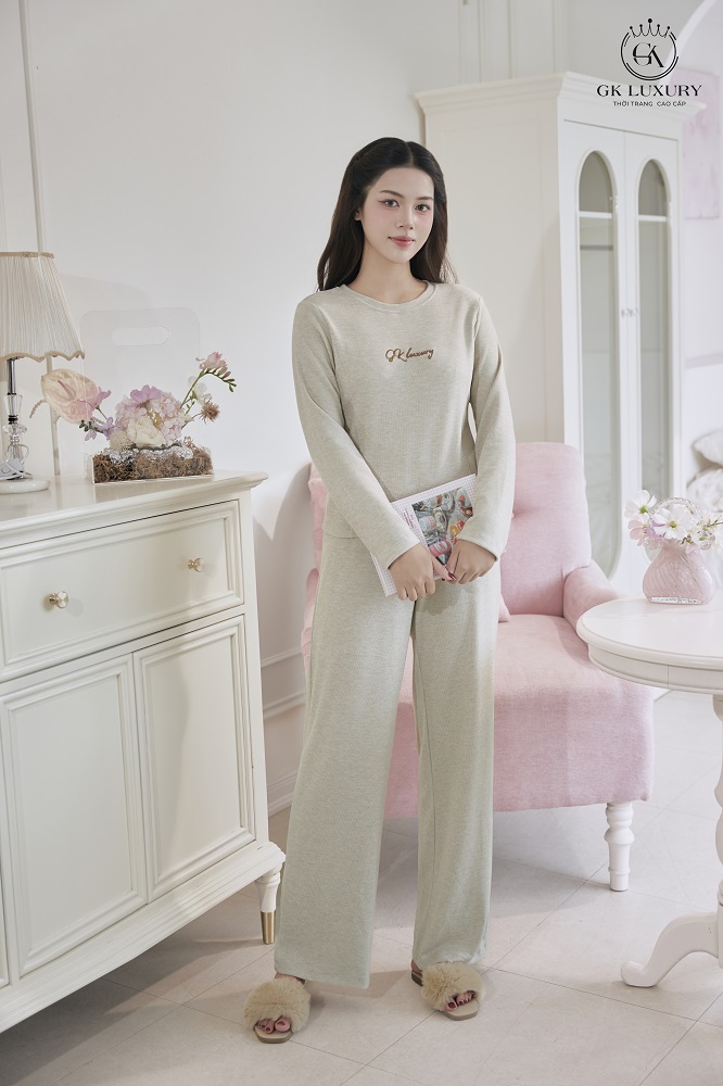 Bộ cotton tay dài quần dài DGKC25214D