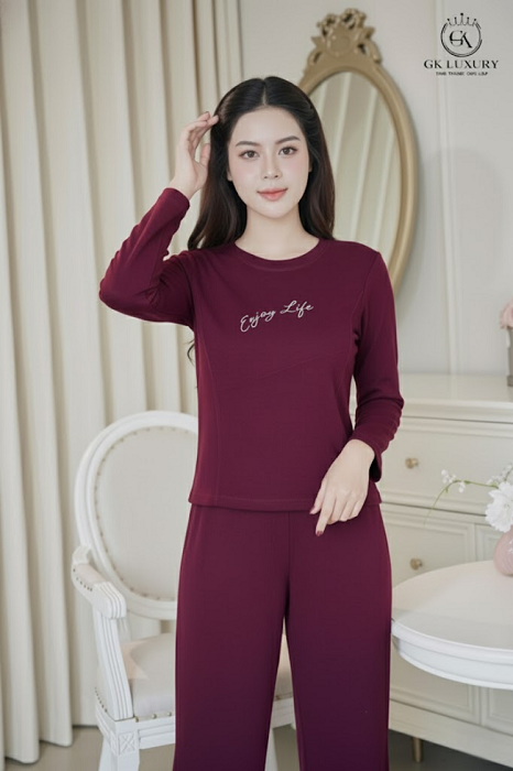 Bộ cotton tay dài quần dài DGKC25221D