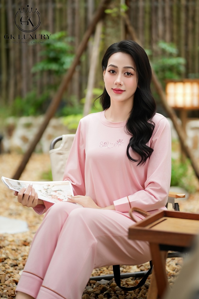 Bộ cotton tay dài quần dài DGKC25232D