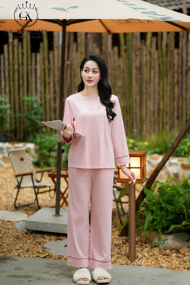 Bộ cotton tay dài quần dài DGKC25232D