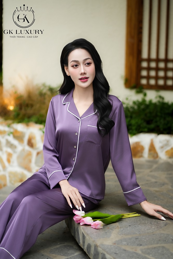 Bộ lụa tay dài quần dài DGKL25222D