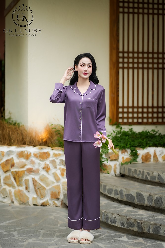 Bộ lụa tay dài quần dài DGKL25222D