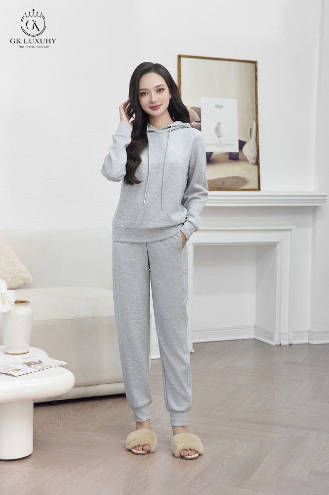 Bộ Nỉ mũ tay dài quần dài DGKN25226D