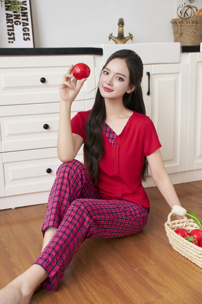 Bộ cotton cộc tay quần dài HGKC25170D