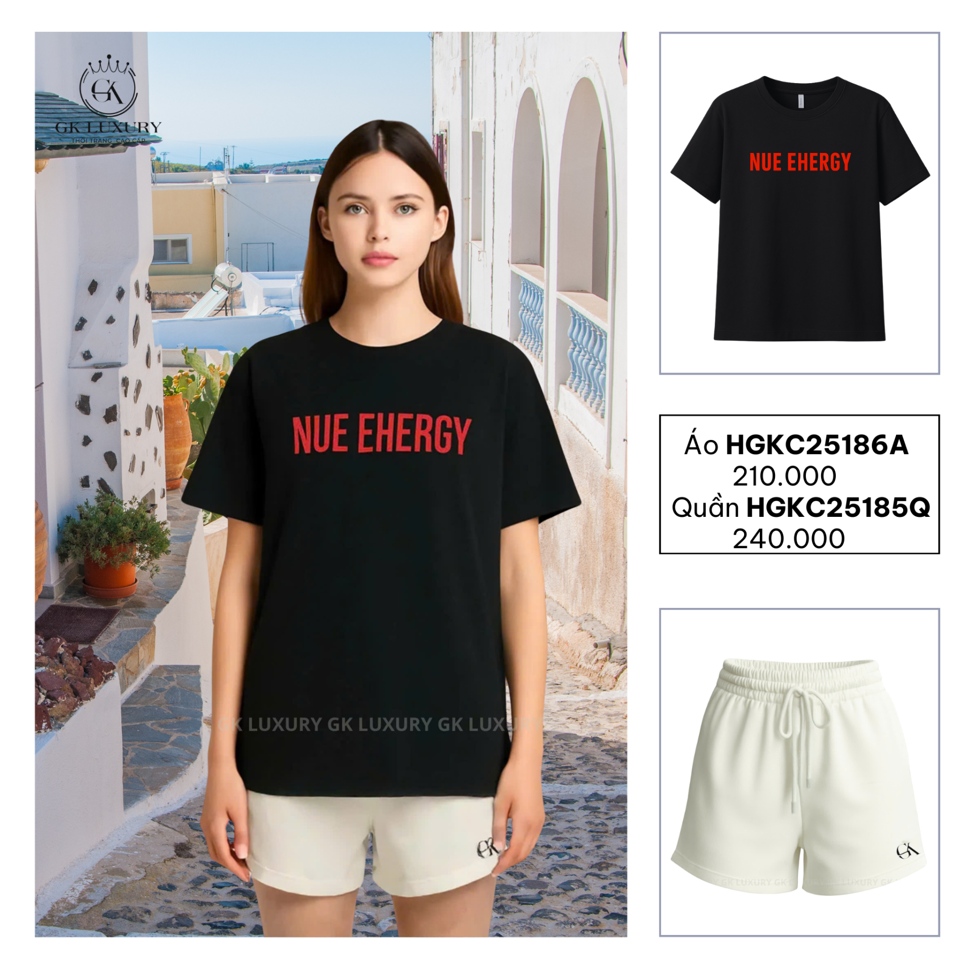 Đồ bộ quần short, áo T-shirt| Quần	HGKC25185Q & Áo T-shirt HGKC25174A / HGKC25186A