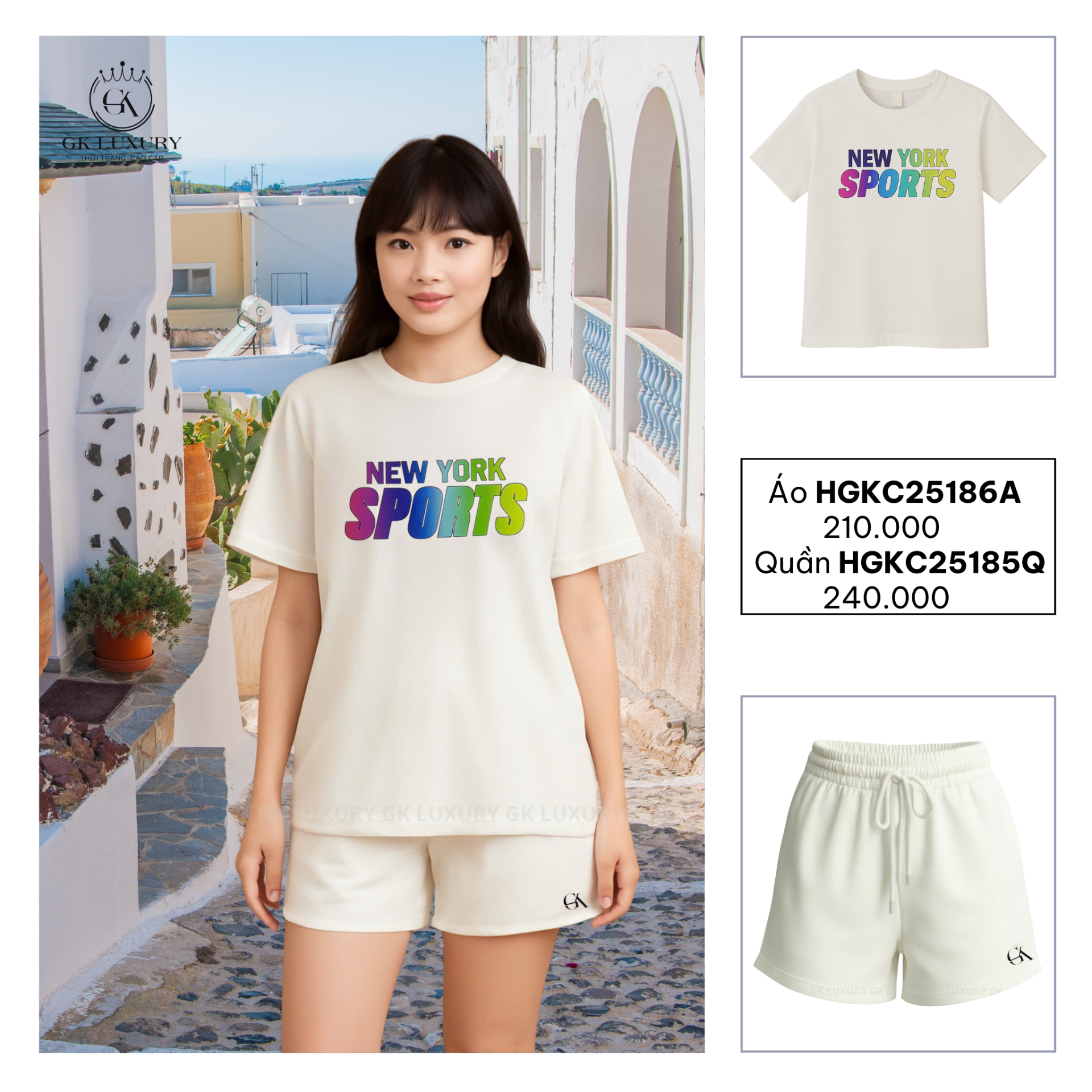 Đồ bộ quần short, áo T-shirt| Quần	HGKC25185Q & Áo T-shirt HGKC25174A / HGKC25186A