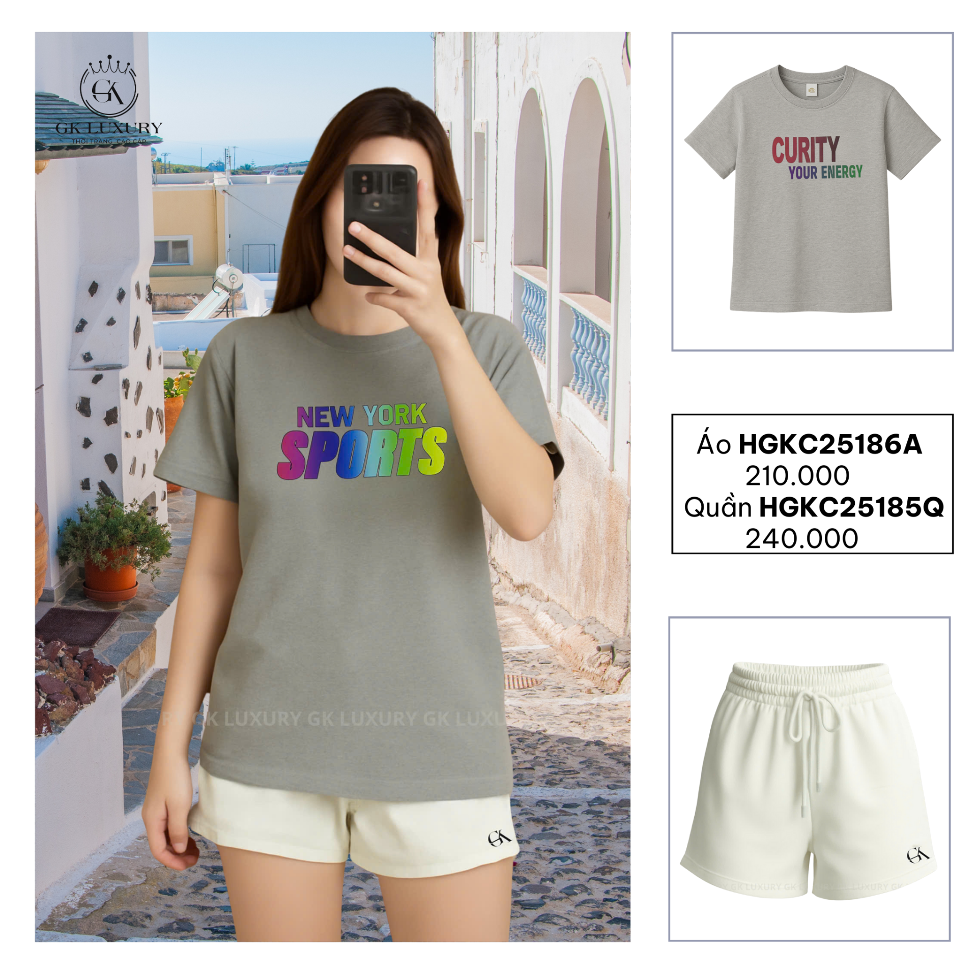 Đồ bộ quần short, áo T-shirt| Quần	HGKC25185Q & Áo T-shirt HGKC25174A / HGKC25186A