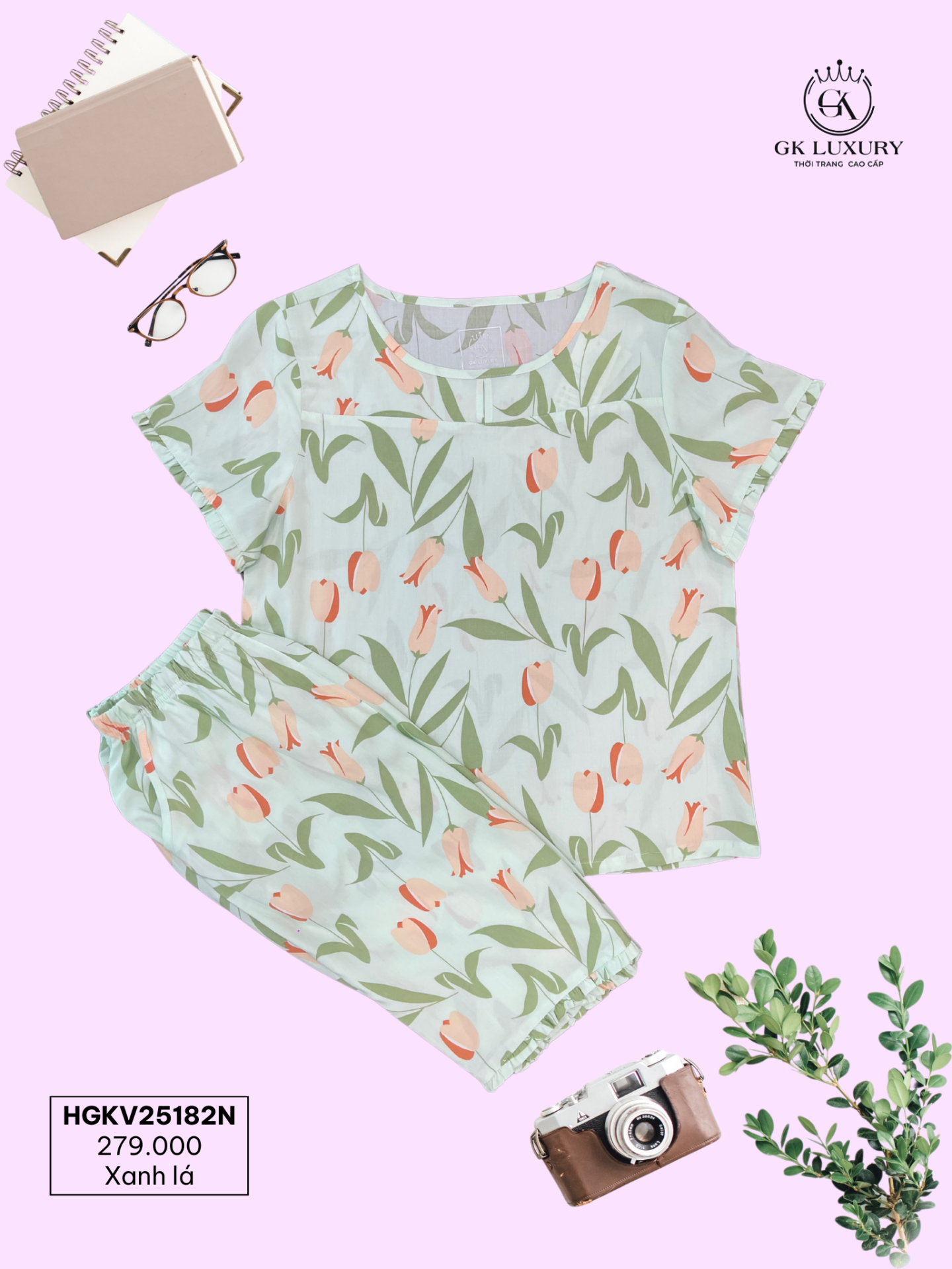 Bộ lanh cộc tay quần ngố HGKV25182N