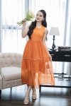 Váy tơ lụa sát nách dáng xòe Thuy's Silk