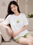 Bộ cotton cộc tay quần đùi kẻ HGKC27414B