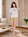 Bộ cotton cộc tay quần đùi kẻ HGKC27414B