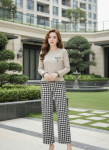 Bộ cotton tay dài quần dài Be DGKC25236D