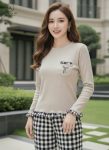 Bộ cotton tay dài quần dài Be DGKC25236D