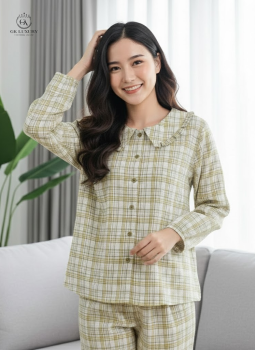 Bộ cotton tay dài quần dài Kẻ DGKC25239D